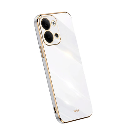 XINLI straight edge 6D electroplate TPU phone case, white with gold edges
