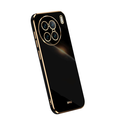 XINLI straight edge 6D electroplate TPU phone case, black with gold edges