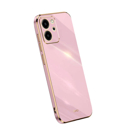 Glossy TPU phone case with electroplated edge, light pink, dual camera cutouts