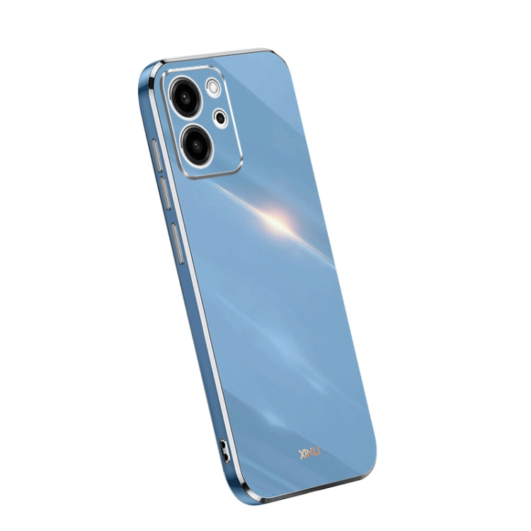 Glossy TPU phone case with electroplated edge, blue, dual camera cutouts