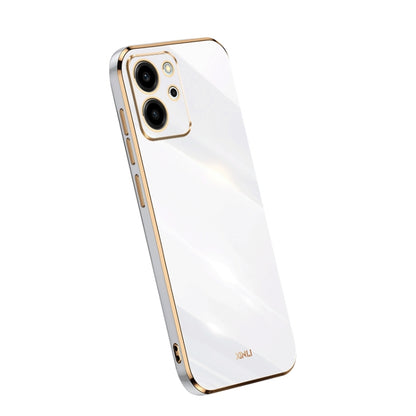 Glossy TPU phone case with electroplated edge, white, dual camera cutouts