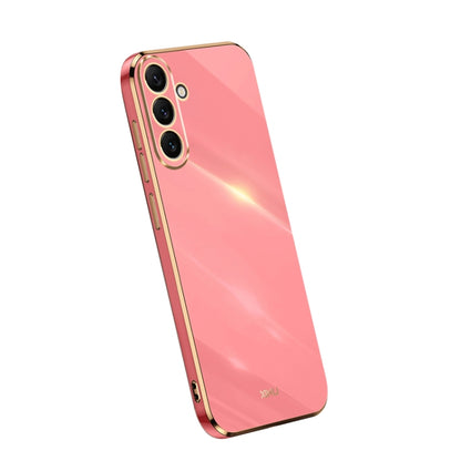Pink TPU phone case with electroplated straight edges and camera cutouts