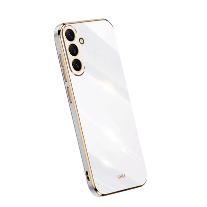 White TPU phone case with electroplated straight edges and camera cutouts