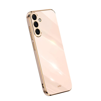 Beige TPU phone case with electroplated straight edges and camera cutouts