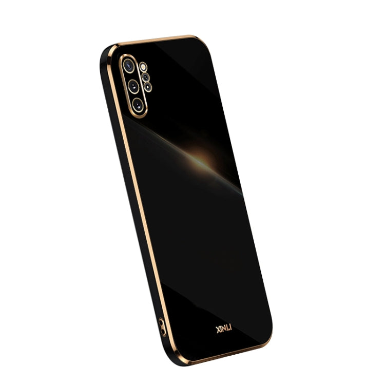 Black TPU phone case with electroplated straight edges and camera cutouts