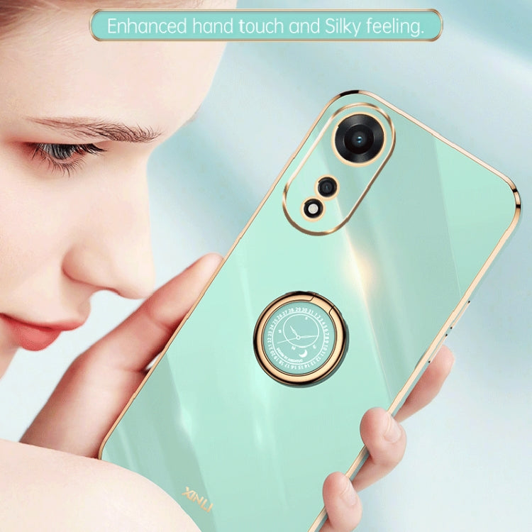 Mint green TPU phone case with ring holder, straight-edge design, camera cutouts