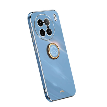 Celestial blue TPU phone case with ring holder and camera cutouts, electroplate trim