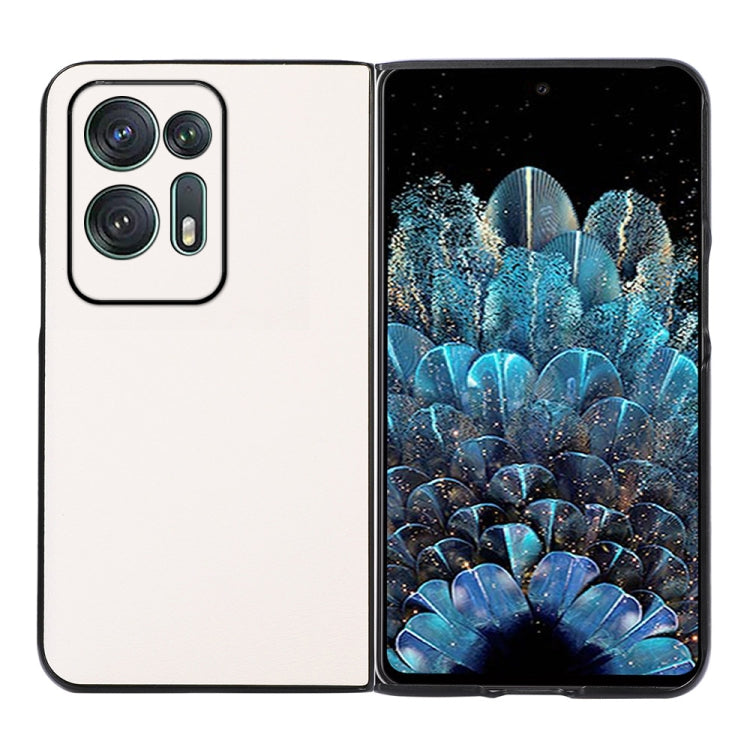 Two-tone litchi PU phone case with white textured back and camera cutouts