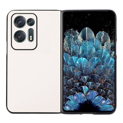 Two-tone litchi PU phone case with white textured back and camera cutouts