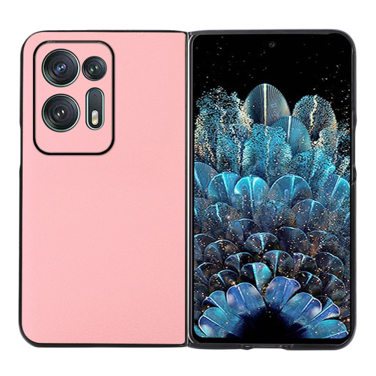 Two-color litchi texture PU phone case for OPPO Find N2 Flip, pink and black