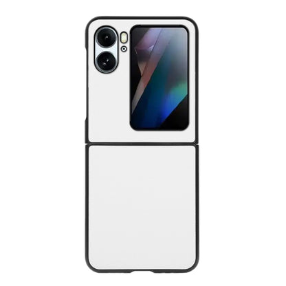 Two-tone litchi PU phone case, white textured two-piece design with camera openings