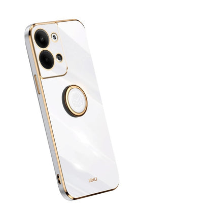 White TPU phone case with ring holder and camera cutouts