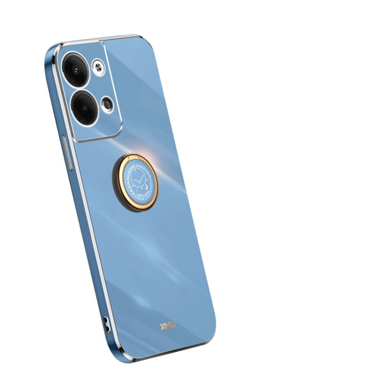 Blue TPU phone case with ring holder and camera cutouts
