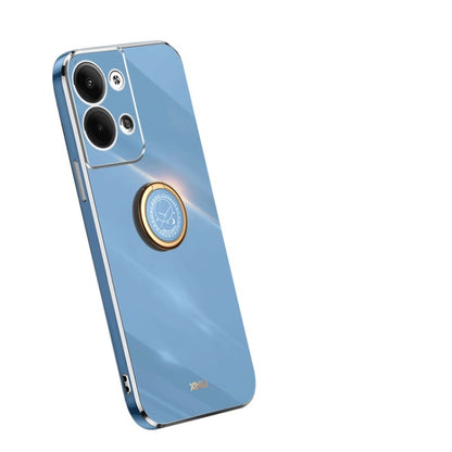 Blue TPU phone case with ring holder and camera cutouts