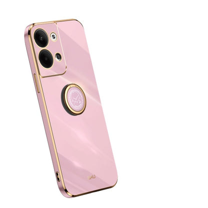 Pink TPU phone case with ring holder and camera cutouts
