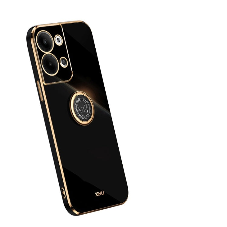 Black TPU phone case with ring holder and camera cutouts