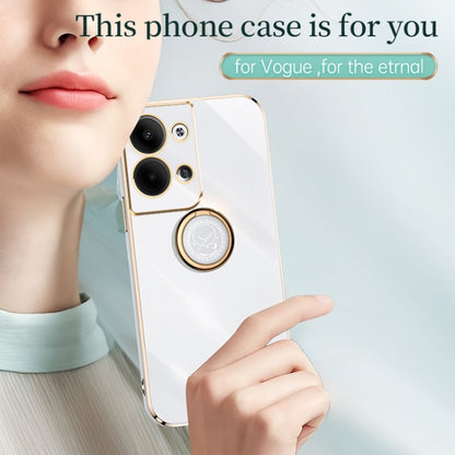 White TPU phone case with gold ring holder and camera cutouts