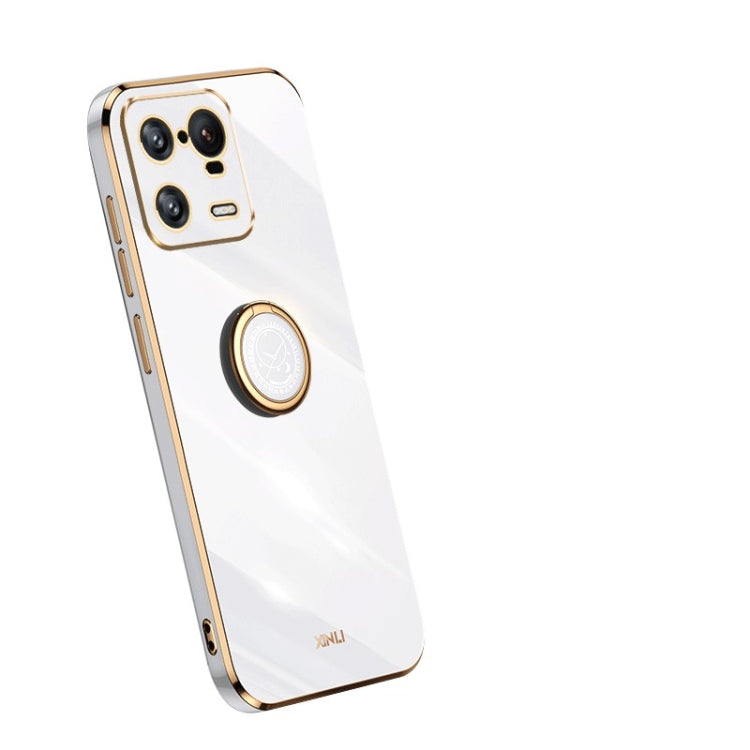 White TPU phone case with ring holder and camera cutouts