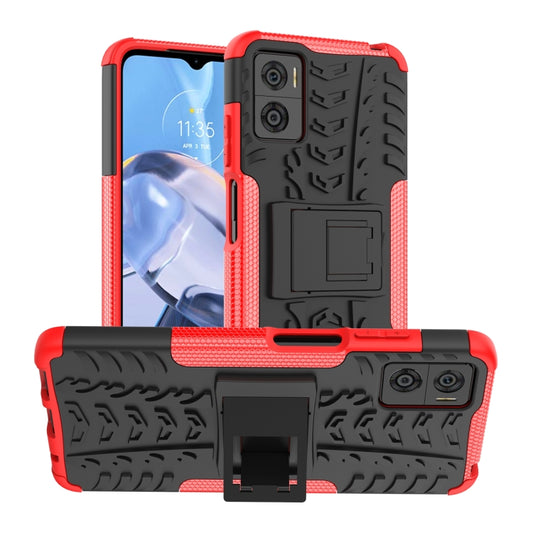 Red phone case with holder, tire-texture TPU and raised camera protection