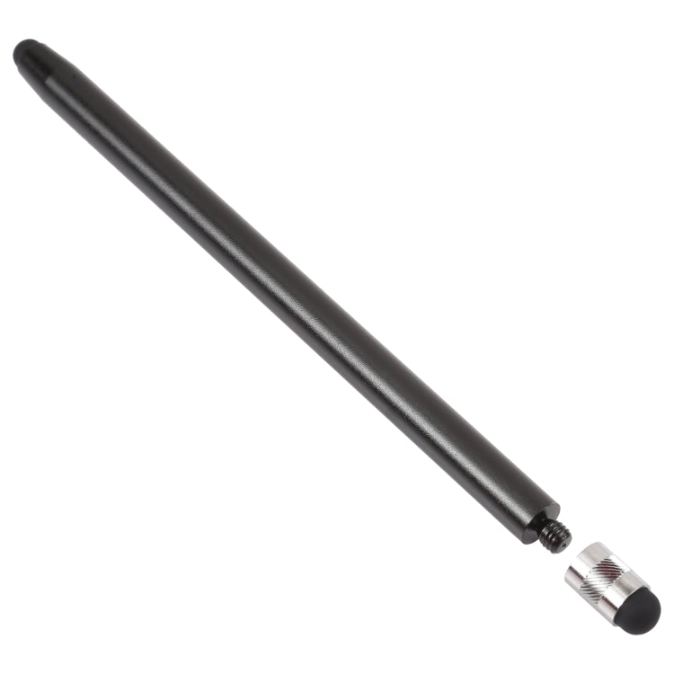 Black stylus with rubber tip and silver metal collar detail
