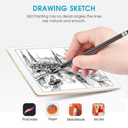 Black touchscreen stylus pen drawing on tablet screen