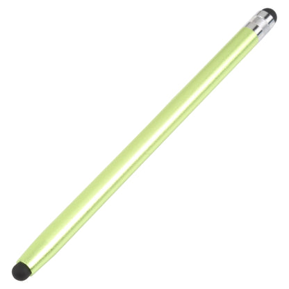 Light green touchscreen stylus pen with rubber tip and silver metal collar