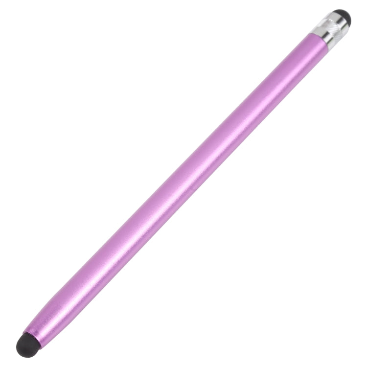 Universal cloth head silicone stylus, purple body with black tip and metal connector
