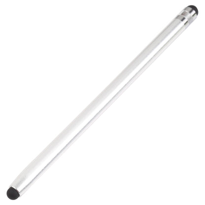 Universal cloth head silicone stylus, silver body with black tip and metal connector