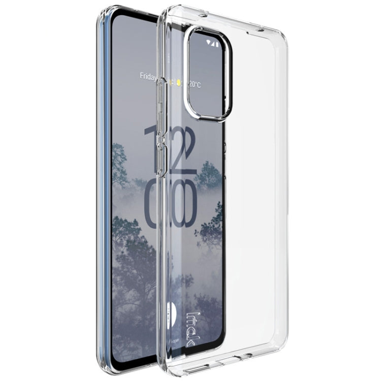 Transparent TPU phone case with raised edge and cutouts, shockproof style for Nokia X30 5G