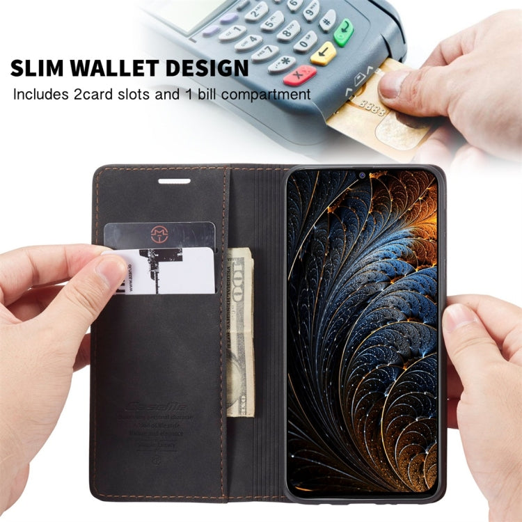 Slim black leather wallet phone case with 2 card slots and interior phone window
