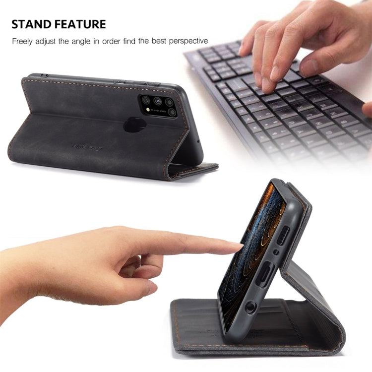 Black leather wallet phone case with stand flip feature and angled viewing support
