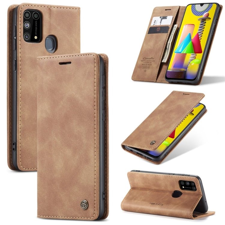 Tan leather wallet phone case with card slots, horizontal flip stand, magnetic closure