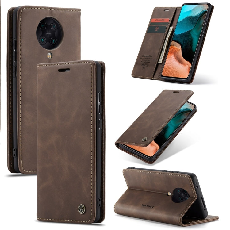 Brown leather flip phone case with card slot and stand, horizontal flip cover