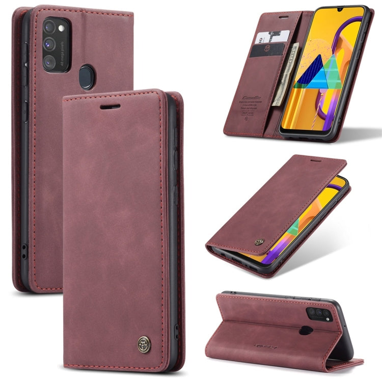 Wine red leather flip phone case with card slot, wallet folio with kickstand