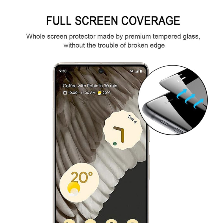 Full-screen tempered glass protector with 3D curved edge and phone fit.