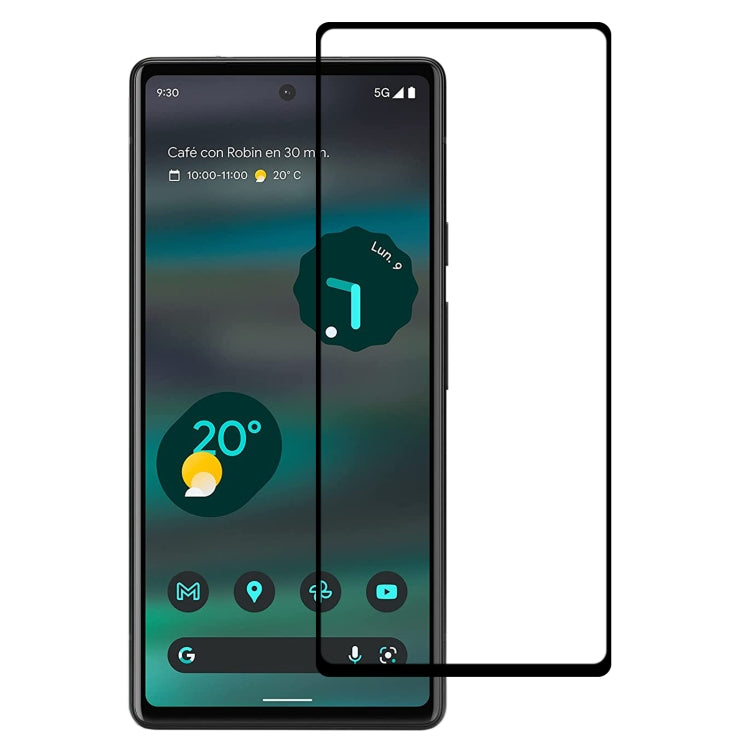 Tempered glass screen protector film covering a smartphone display