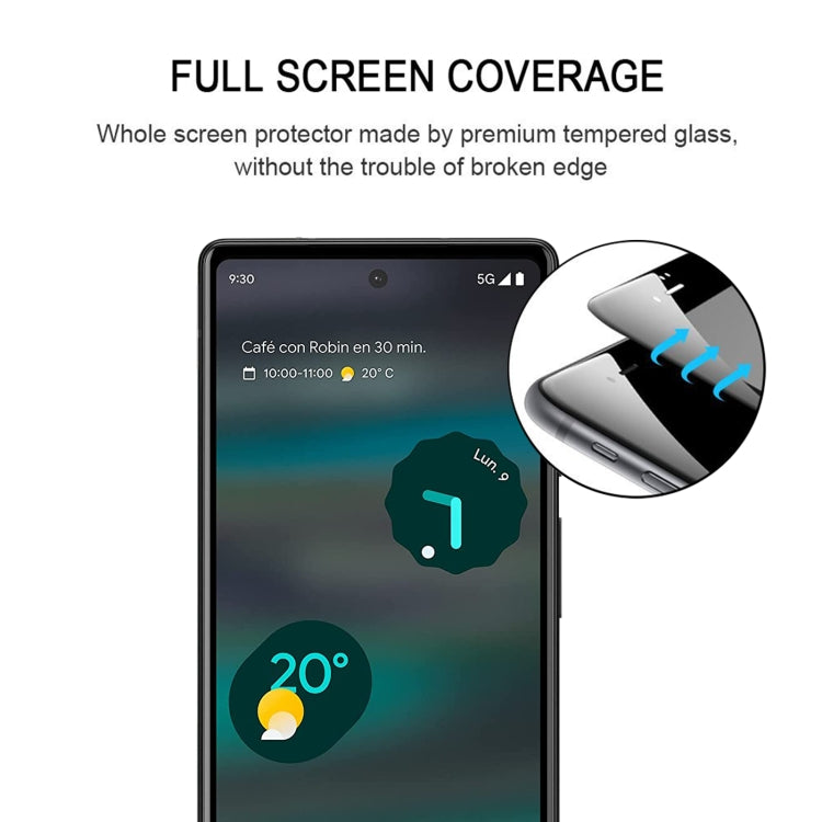 Full-screen tempered glass protector with close-up corner fit detail