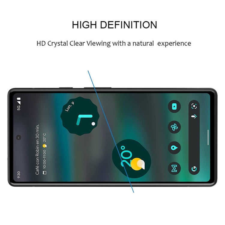 Tempered glass screen protector film showing clear viewing coverage on phone