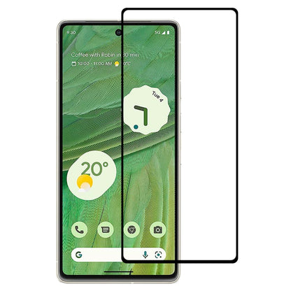 Tempered glass screen protector film placed over a smartphone front display