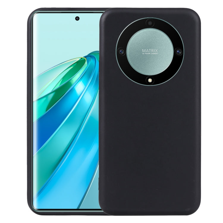 Black TPU phone case with circular camera cutout for a smartphone