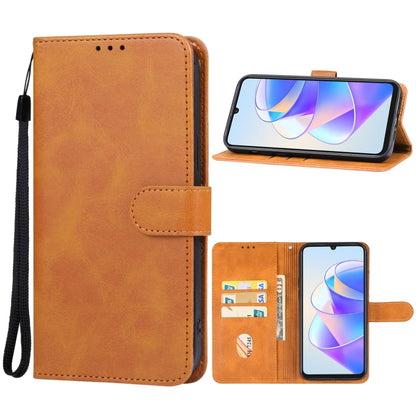 Brown leather wallet phone case with flip cover and card slots