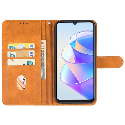 Brown leather folio phone case with card holder slots and wrist strap