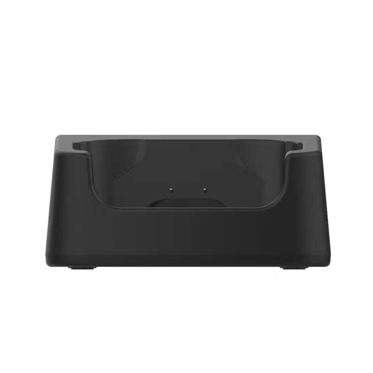 Black desktop charging dock base with front cradle for a phone device