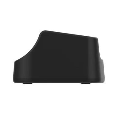 Black desktop charging dock cradle in side profile