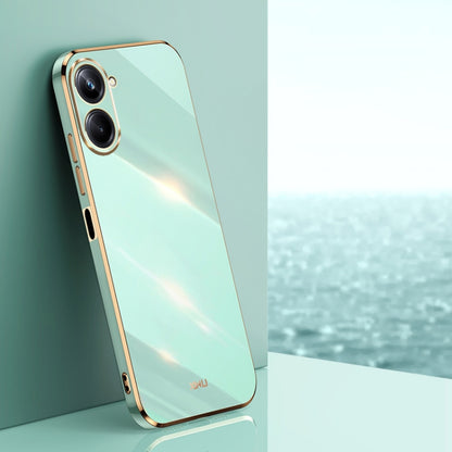 Electroplate TPU phone case, mint green with dual camera cutouts