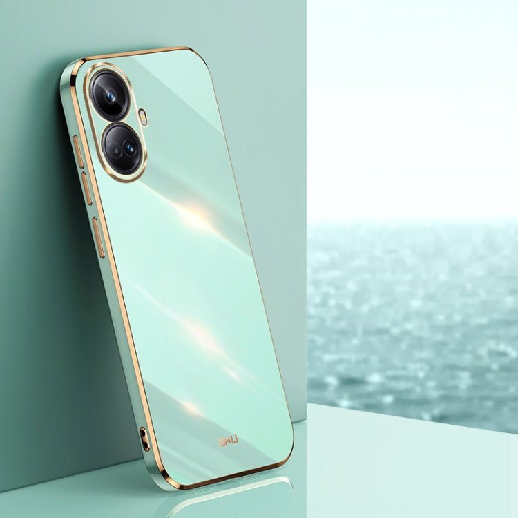 Teal TPU phone case with gold electroplated straight edges and camera cutout