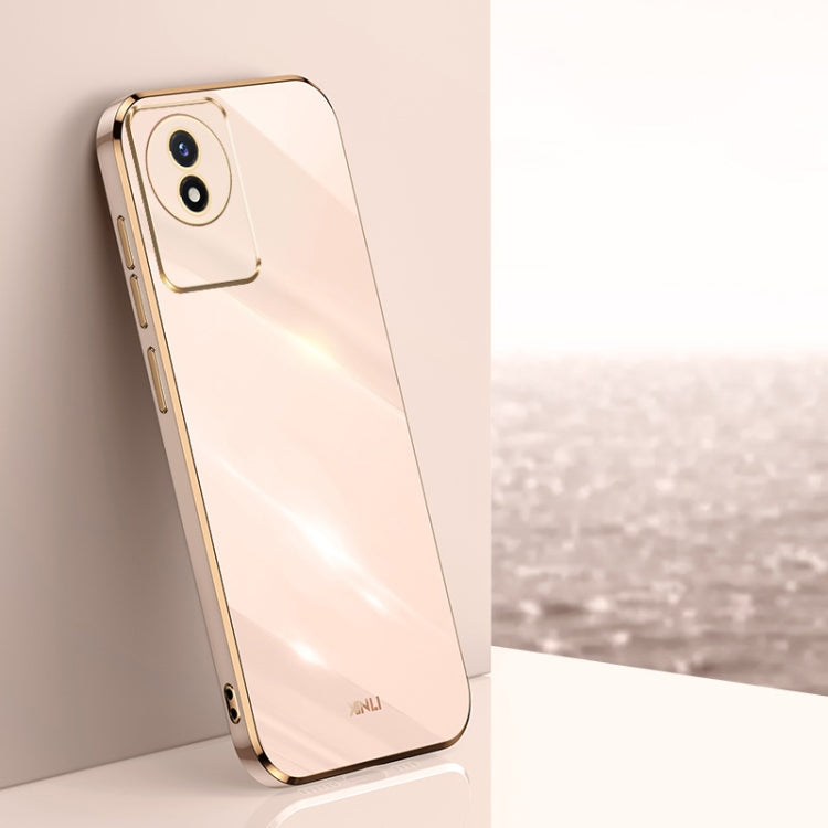 Cream TPU phone case with gold electroplated straight edges and camera cutout