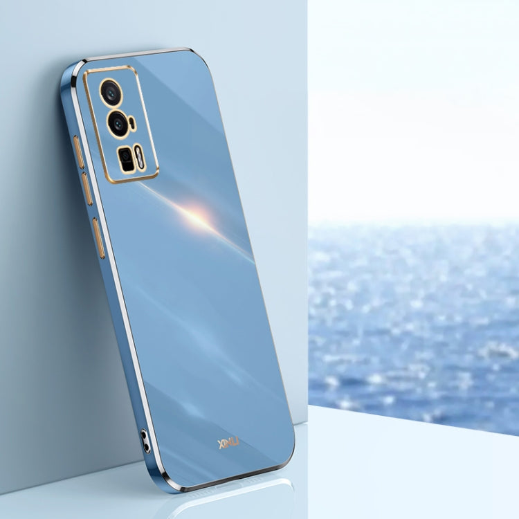 Blue TPU phone case with electroplated straight edges and camera cutouts for a secure fit