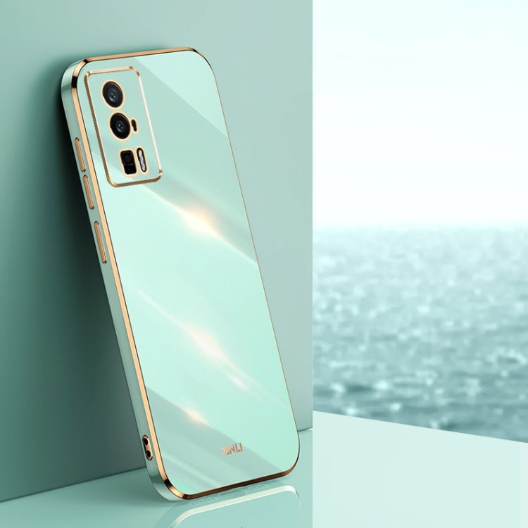 Mint green TPU phone case with electroplated straight edges and camera cutouts