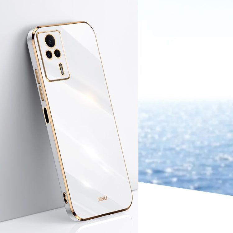 White TPU phone case with electroplated straight edges and triple camera cutouts